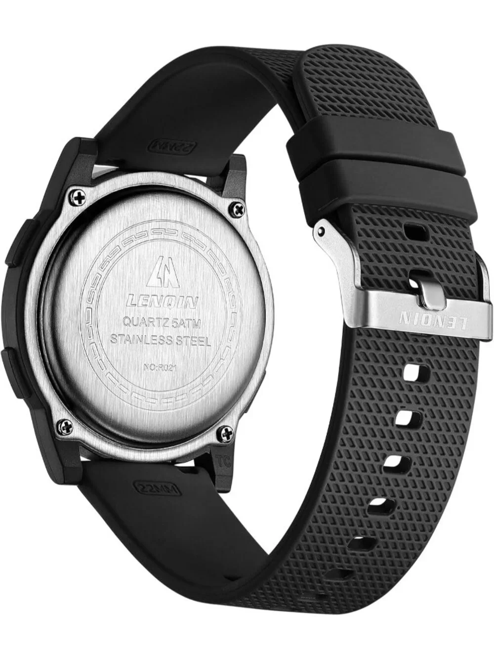 Men's Black Digital Ultra Thin Sports Waterproof Silicone Band Wrist Watches